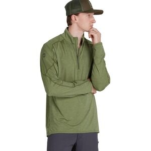 NRS Silkweight Baja Sun Shirt Mens XL Olive Green Long Sleeve 1/4 Zip UPF Surfer